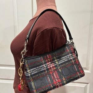 Vintage Coach black and red plaid purse